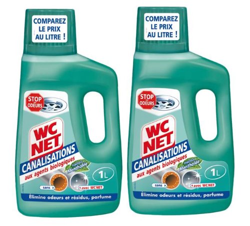 Limpiadores de drenaje neto WC, fresco fragancia mentol, 1 L, 2 pcs