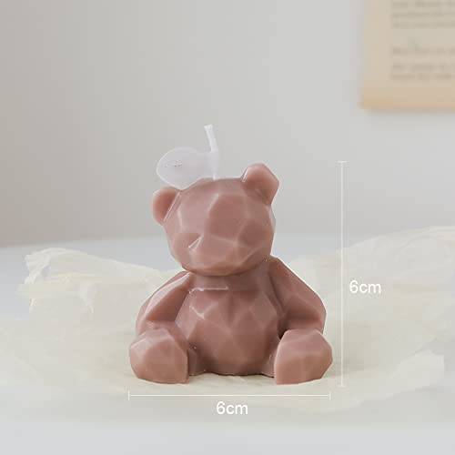Linda vela de oso accesorios de foto decoración del hogar regalo creativo oso modelado cera de soja velas perfumadas regalo festivo (marrón)