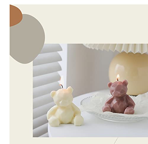 Linda vela de oso accesorios de foto decoración del hogar regalo creativo oso modelado cera de soja velas perfumadas regalo festivo (marrón)