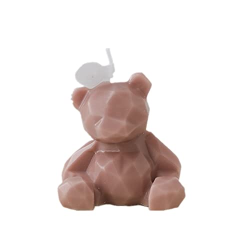 Linda vela de oso accesorios de foto decoración del hogar regalo creativo oso modelado cera de soja velas perfumadas regalo festivo (marrón)
