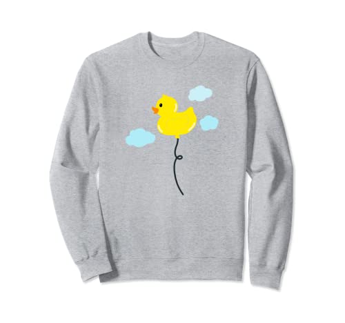 Lindo pequeño amarillo goma pato pato globo y nubes Sudadera