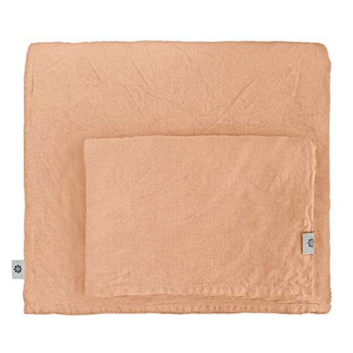 Linen & Cotton Juego de Ropa de Cama Alicia de Puro Lino - 100% Lino Lavado A La Piedra, 140 x 200cm (Single), Rosa Coral