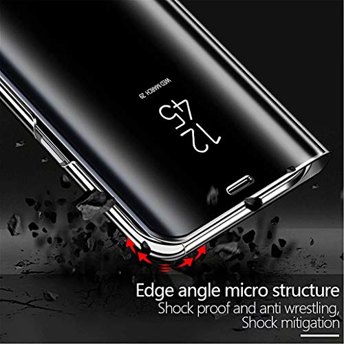 LINER Funda para Samsung Galaxy A52S 5G / A52 / A52 5G Estuche, Espejo Carcasa Ultra Slim Ligero Flip Libro Funda Standing Cover Mirror PC + PU Protectora Bumper Soporte Plegable Case - Azul