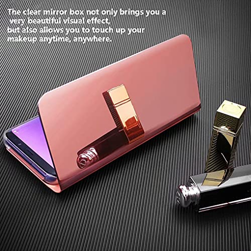 LINER Funda para Samsung Galaxy A52S 5G / A52 / A52 5G Estuche, Espejo Carcasa Ultra Slim Ligero Flip Libro Funda Standing Cover Mirror PC + PU Protectora Bumper Soporte Plegable Case - Azul
