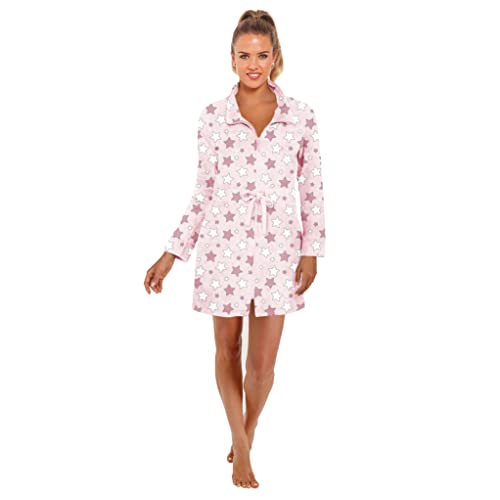 Liniva Home Bata de mujer de invierno de Victorio & Lucchino para estar en casa. Con lazo y cremallera. (XL, Rosa - 70117M)