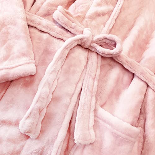 Liniva Home Bata de mujer larga de invierno de Victorio & Lucchino para estar en casa con lazo. (M, Coral - 70113L)