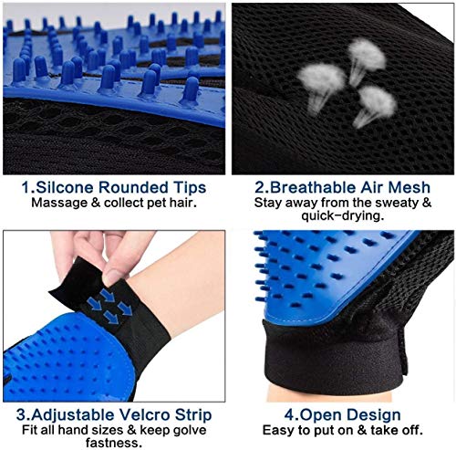 LINKLKBOY 1 Par Guantes Manopla Masaje para Mascotas, Xian JIA [2 Unidades] Silicona True Guantes Manopla Masaje para Perros Mascotas Gatos Masaje Grooming