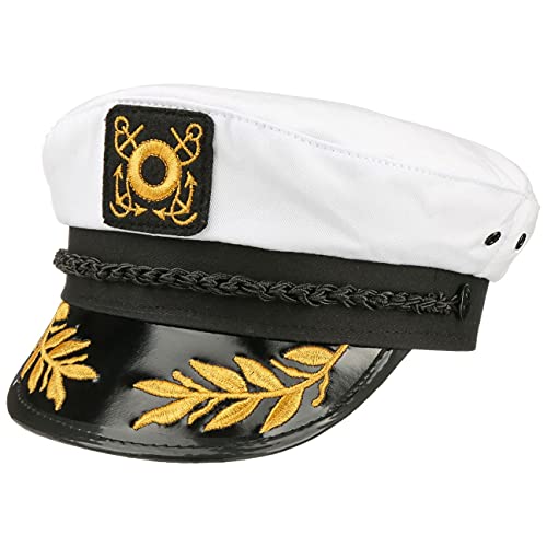 LIPODO Gorra de Marinero Hombre - con Visera Verano/Invierno - L (58-59 cm) Blanco