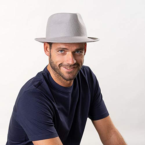 LIPODO Trilby Sombrero de Fieltro para Mujer/Hombre - Sombrero de Hombre Fabricado en Italia - Sombrero de Italiana para otoño/Invierno - Negro XL (60-61 cm)