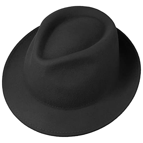 LIPODO Trilby Sombrero de Fieltro para Mujer/Hombre - Sombrero de Hombre Fabricado en Italia - Sombrero de Italiana para otoño/Invierno - Negro XL (60-61 cm)