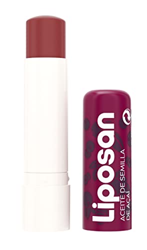 Liposan Naturally Vegan Acai Berry (1 x 4,8 g), bálsamo labial con aceite de açaí y manteca de karité, cacao de labios con fórmula vegana, bálsamo hidratante rosa