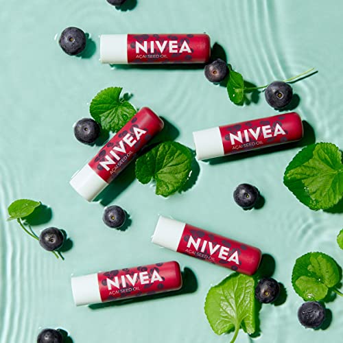 Liposan Naturally Vegan Acai Berry (1 x 4,8 g), bálsamo labial con aceite de açaí y manteca de karité, cacao de labios con fórmula vegana, bálsamo hidratante rosa