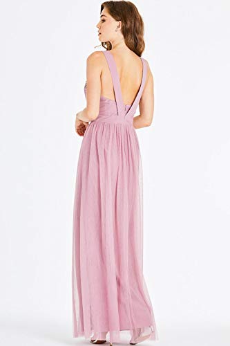 Little Mistress Chandra Sequin Trim Maxi Dress Vestido, Rosa (Dusty Blush 001), 38 (Talla del Fabricante: 10) para Mujer