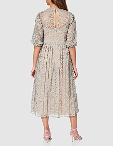 Little Mistress Lace Contrast Dress with Pleats Vestido de Fiesta, Verde (Waterlily 001), 38 para Mujer