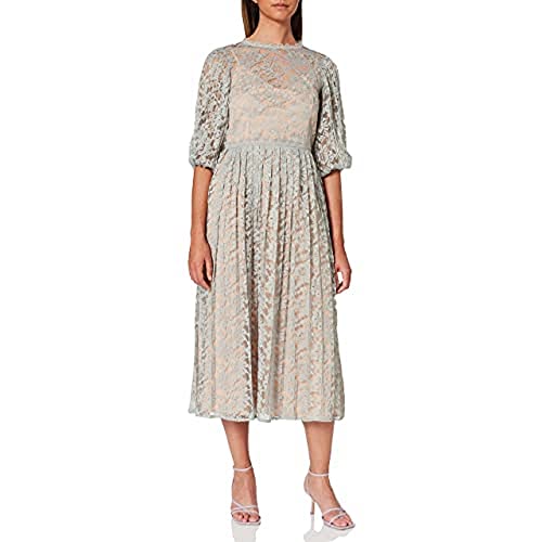 Little Mistress Lace Contrast Dress with Pleats Vestido de Fiesta, Verde (Waterlily 001), 38 para Mujer