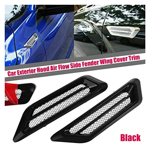 LIUZI LANCC 2 unids Coche Exterior Capucha Aire Fly Flow Fanders Vent Air Wing Wing Cover Trim Plasting Shark Gill Guardabarros (Color : Red)