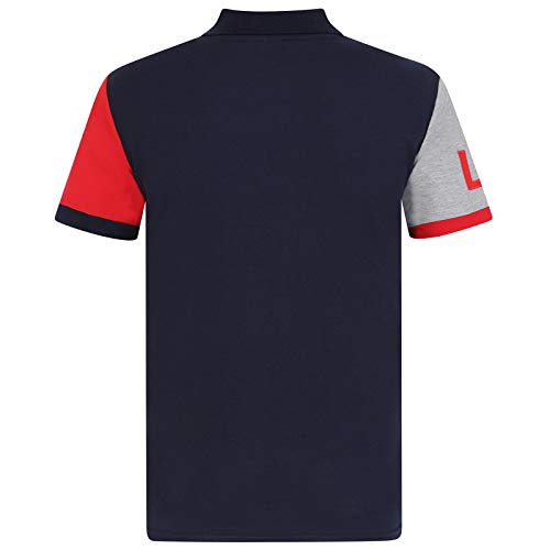 Liverpool FC - Polo Oficial para Hombre - con el Escudo del Club - Azul Marino - Mangas en Contraste - XL