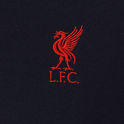 Liverpool FC - Polo Oficial para Hombre - con el Escudo del Club - Azul Marino - Mangas en Contraste - XL