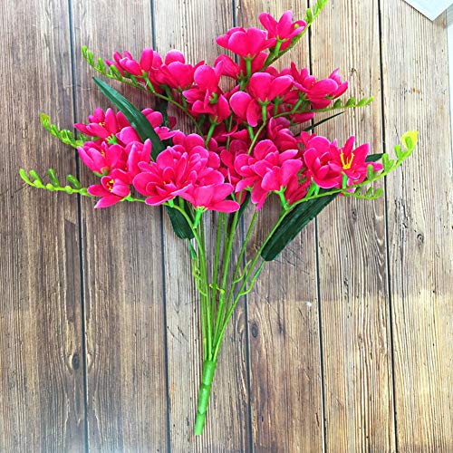 LIZHOUMIL Flores artificiales de freesia artificiales con 9 sucursos, para decoración de habitaciones, balcones, decoración falsa para casa, jardín, ventana, decoración de color blanco