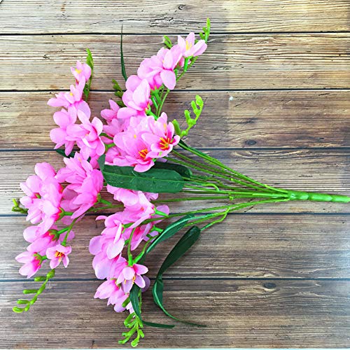 LIZHOUMIL Flores artificiales de freesia artificiales con 9 sucursos, para decoración de habitaciones, balcones, decoración falsa para casa, jardín, ventana, decoración de color blanco