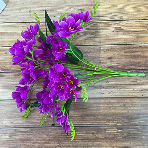 LIZHOUMIL Flores artificiales de freesia artificiales con 9 sucursos, para decoración de habitaciones, balcones, decoración falsa para casa, jardín, ventana, decoración de color blanco