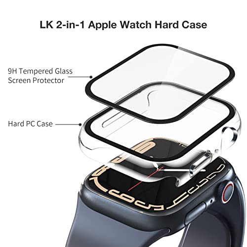 LK [2 Pack] Compatible con Apple Watch Series 7 45mm Funda, Ultra Delgada PC Funda, Protección Completa, Resistente a arañazos Funda para Apple Watch 7 45mm, contra arañazos y caídas-Transparente