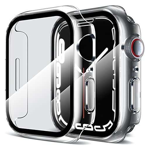 LK [2 Pack] Compatible con Apple Watch Series 7 45mm Funda, Ultra Delgada PC Funda, Protección Completa, Resistente a arañazos Funda para Apple Watch 7 45mm, contra arañazos y caídas-Transparente
