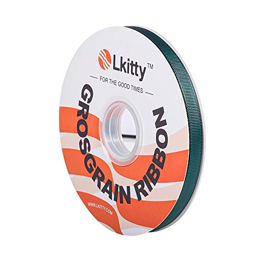 Lkitty 9mm x 45metros/rollo Cinta de grosgrain Artesanía Cintas sólidas de tela para regalos de bricolaje Envoltura de fiesta Flores de boda Accesorios para el cabello,Ancho:3/8" (Abeto)