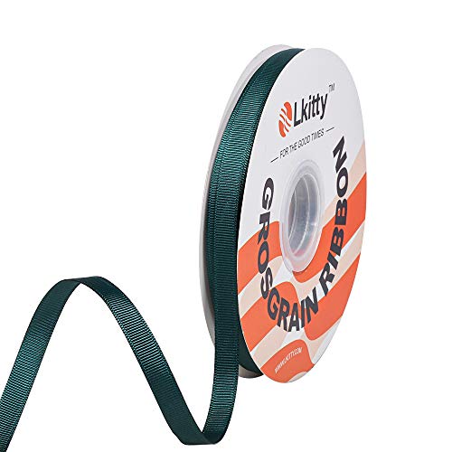 Lkitty 9mm x 45metros/rollo Cinta de grosgrain Artesanía Cintas sólidas de tela para regalos de bricolaje Envoltura de fiesta Flores de boda Accesorios para el cabello,Ancho:3/8" (Abeto)