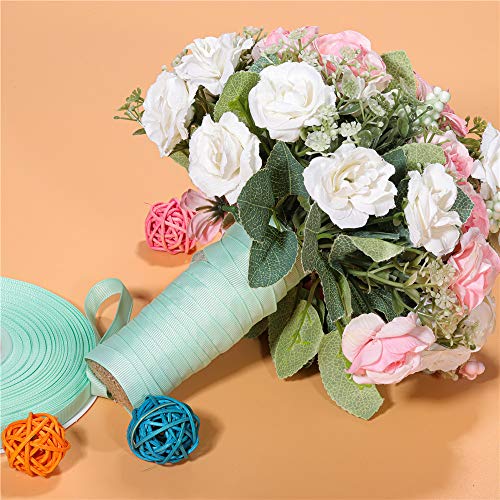 Lkitty 9mm x 45metros/rollo Cinta de grosgrain Artesanía Cintas sólidas de tela para regalos de bricolaje Envoltura de fiesta Flores de boda Accesorios para el cabello,Ancho:3/8" (Abeto)