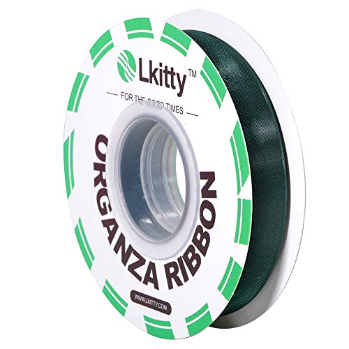 Lkitty Cinta de organza de gasa de 13mm x 45metros/rollo,fibra de poliéster-(Abeto)