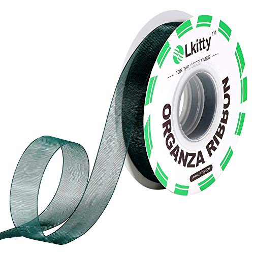 Lkitty Cinta de organza de gasa de 13mm x 45metros/rollo,fibra de poliéster-(Abeto)