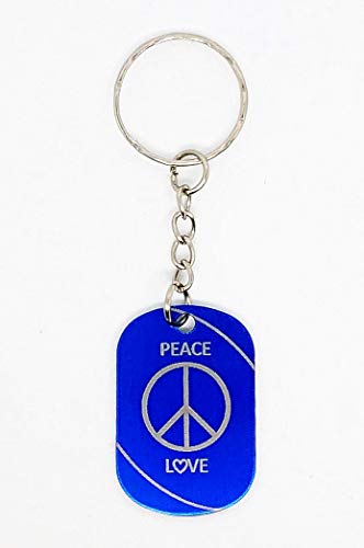 Llavero de aluminio con grabado de Peace and Love-