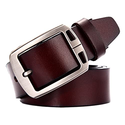 lliang Cinturón 2021 Correa de Lujo Genuina Cinturón Masculino para Hombres Clasificación Vintage Pin Hebilla Jeans Men Cinturón (Farbe : NZ301 Brown, Gurt-Länge : 130 cm)