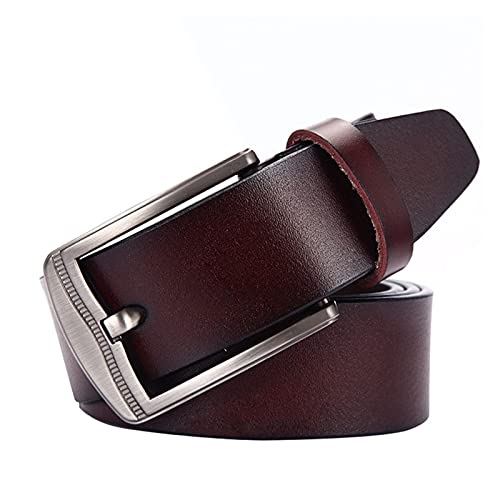 lliang Cinturón 2021 Correa de Lujo Genuina Cinturón Masculino para Hombres Clasificación Vintage Pin Hebilla Jeans Men Cinturón (Farbe : NZ301 Brown, Gurt-Länge : 130 cm)