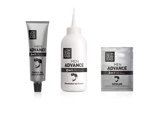 Llongueras Men Advance Tinte de Cabello Hombre, 2 en 1 Cabello, Barba y Bigote (#3 Castaño Oscuro)