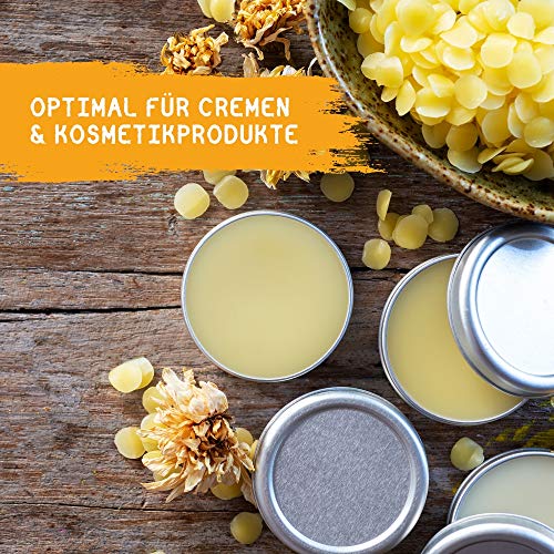 Lm Cera de abeja en pastillas, 500 g, color amarillo, cera de abeja natural adecuada para cosméticos, cera de abejas, fabricación de velas y cuidado de piel y madera