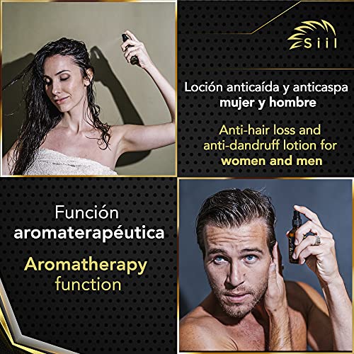 Locion anticaida - 50ml. Tonico capilar para la limpieza del cuero cabelludo, crecimiento del cabello, función aromaterapeutica. Regenerador capilar 100% natural certificado por la ciencia.