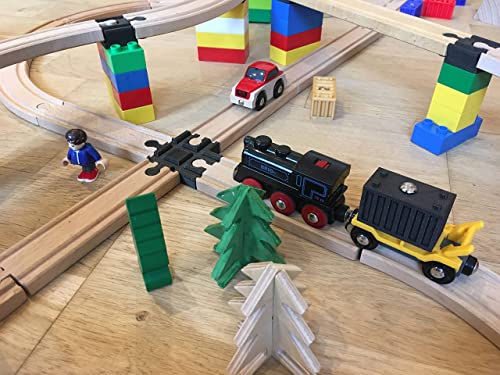 Locorico Cruzamiento de 4 vías para tren de madera compatible con Brio