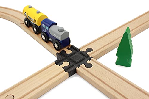Locorico Cruzamiento de 4 vías para tren de madera compatible con Brio