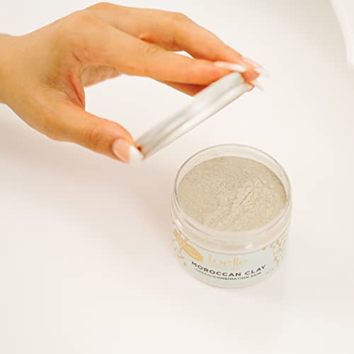 Loelle - Arcilla Verde en Polvo Pura, Remedio Natural para Acné y Espinillas, Ideal para Piel Grasa y Mixta, Mascarilla Matificante Facial Purificante, Arcillas Rhassoul Hechas en Marruecos (150g)