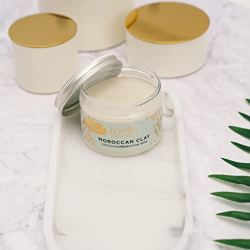 Loelle - Arcilla Verde en Polvo Pura, Remedio Natural para Acné y Espinillas, Ideal para Piel Grasa y Mixta, Mascarilla Matificante Facial Purificante, Arcillas Rhassoul Hechas en Marruecos (150g)