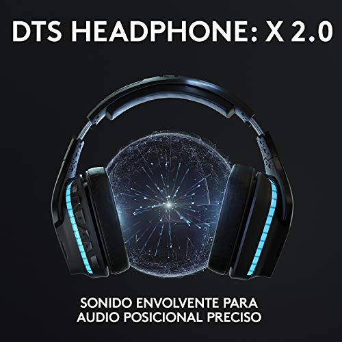 Logitech G935 Auriculares Gaming RGB Inalámbricos, Sonido 7.1 Surround, DTS Headphone:X 2.0, Transductores 50mm Pro-G, 2,4GHz Inalámbrico, Mic Volteable para Silenciar, PC/PS4/Switch - Negro