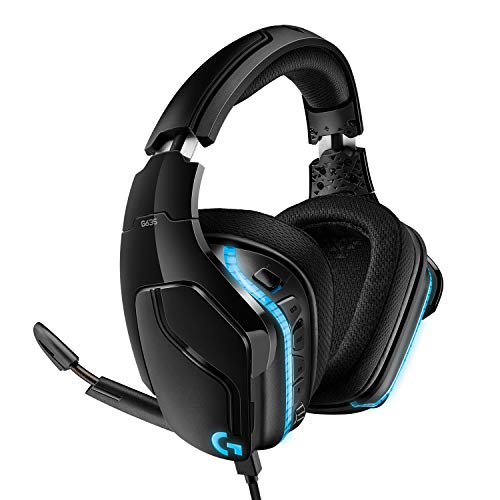 Logitech G935 Auriculares Gaming RGB Inalámbricos, Sonido 7.1 Surround, DTS Headphone:X 2.0, Transductores 50mm Pro-G, 2,4GHz Inalámbrico, Mic Volteable para Silenciar, PC/PS4/Switch - Negro