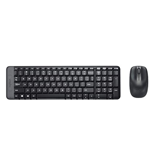 Logitech MK220 Combo con Teclado y Ratón Inalámbrico compacto para Windows, Inalámbrico a 2,4 GHz con Receptor USB Unifying, Batería para 24 meses, PC, Portátil, Disposición QWERTY Portugués - Negro