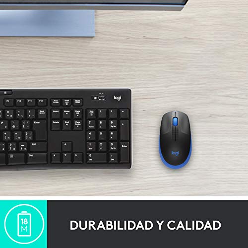 Logitech Ratón Inalámbrico M190, Diseño Curvo Ambidiestro, Batería 18 Meses con Modo Ahorro, Receptor USB, Cursor y Desplazamiento Preciso, Rueda de Desplazamiento Amplio, Negro