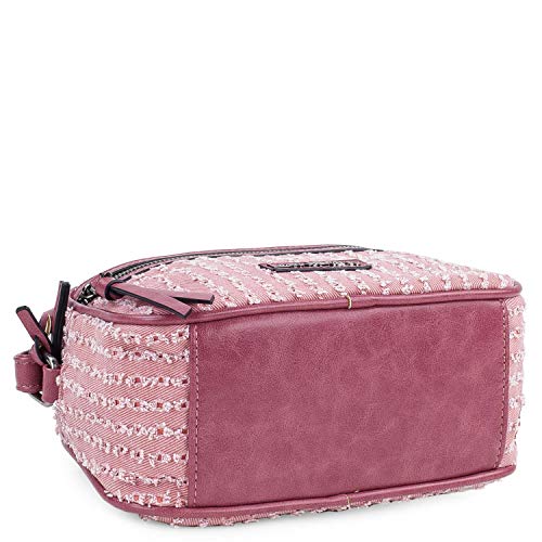 Lois - Bolso de Mujer Bandolera Ajustable. Forro Estampado y Bolsillo Interior. Bolsillos Exteriores con Cremallera. Llavero. Piel sintética - Polipiel y Lona Denim 306683, Color Rosa