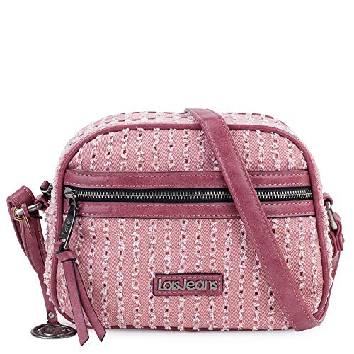 Lois - Bolso de Mujer Bandolera Ajustable. Forro Estampado y Bolsillo Interior. Bolsillos Exteriores con Cremallera. Llavero. Piel sintética - Polipiel y Lona Denim 306683, Color Rosa