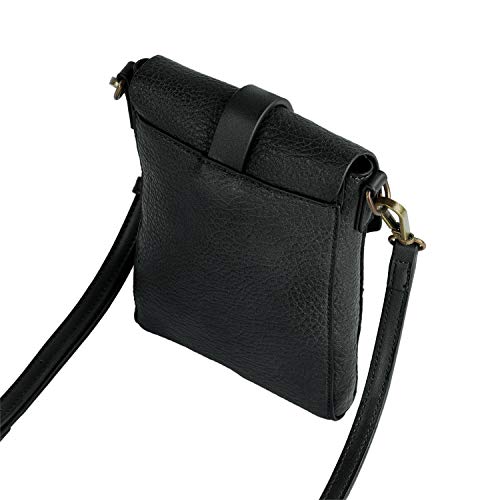 Lois - Bolso de Mujer Bandolera de Hombro pequeño para móvil. Piel ecológica Eco-Piel Eco-Friendly, Ideal para Diario Paseo o Compras 308221, Color Negro