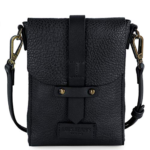Lois - Bolso de Mujer Bandolera de Hombro pequeño para móvil. Piel ecológica Eco-Piel Eco-Friendly, Ideal para Diario Paseo o Compras 308221, Color Negro
